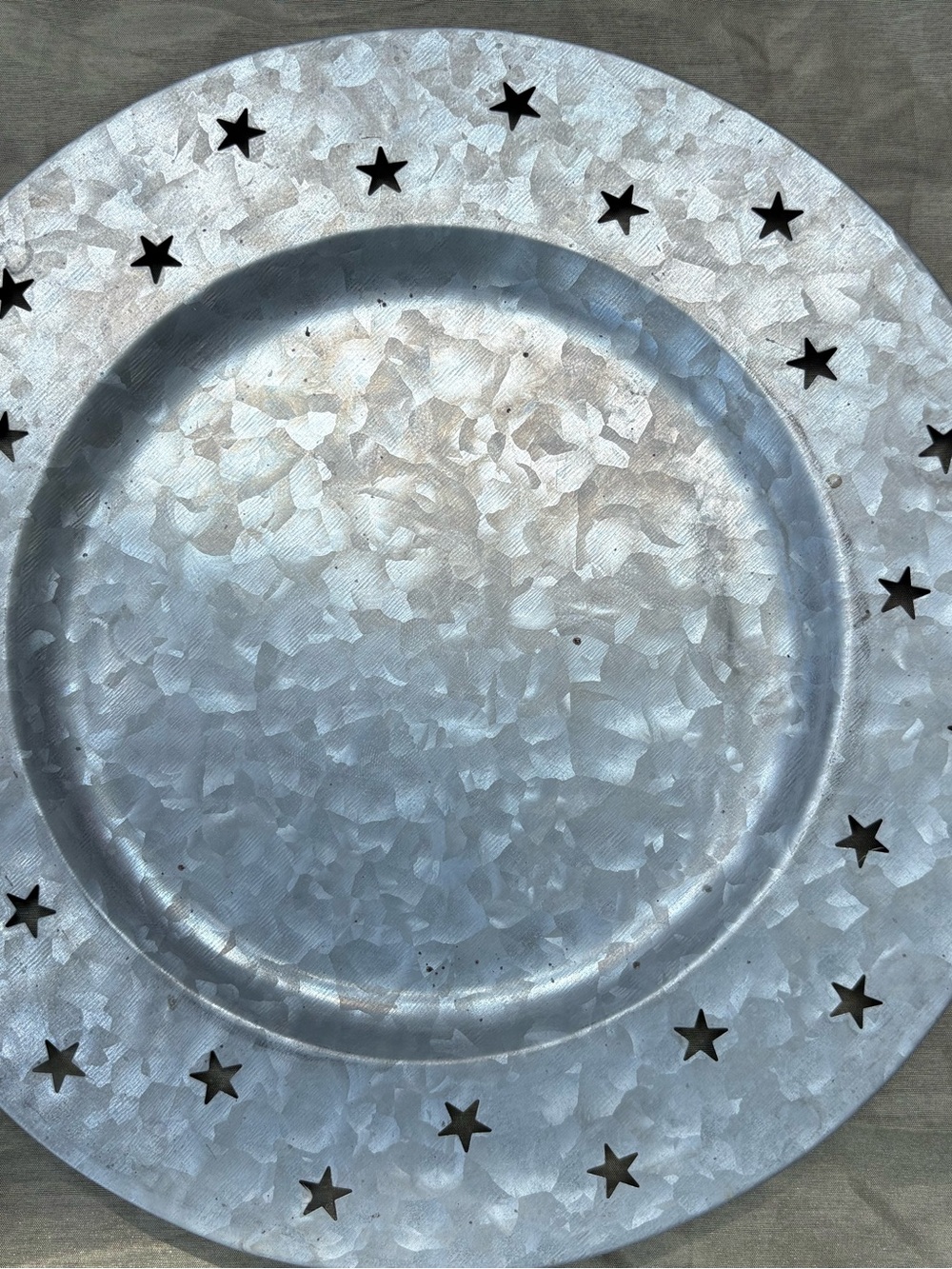 Hobby Lobby Galvanized Charger Plate with Star Cutouts - Silver